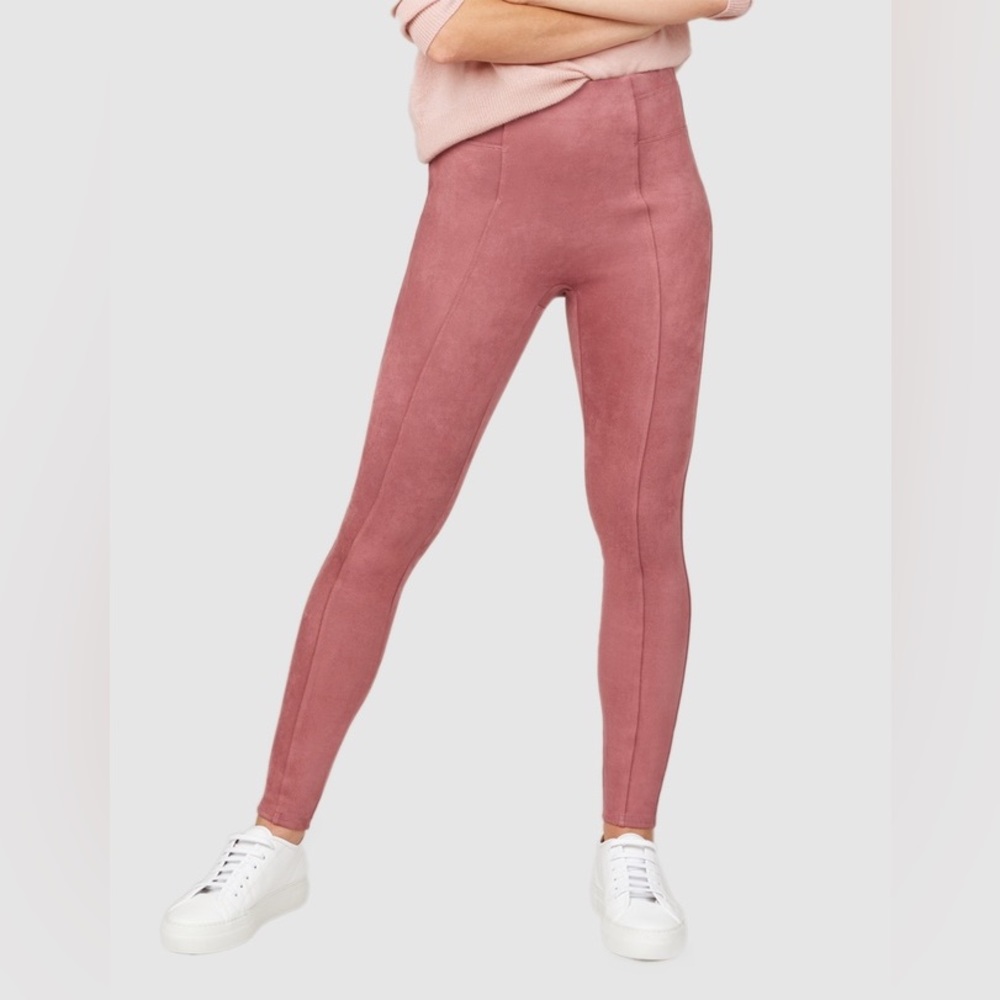 SPANX Women’s Leggings High Waist Faux Suede Pants in Rich Rose, Size 1X petite